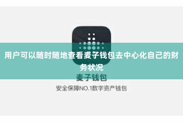 用户可以随时随地查看麦子钱包去中心化自己的财务状况